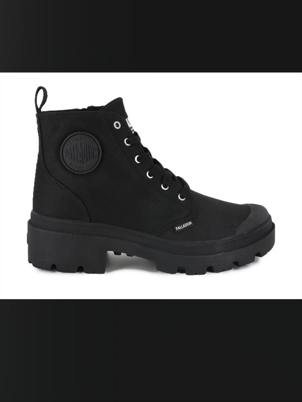 Palladium Women's Pallabase Twill Canvas Combat Ankle Boots Black